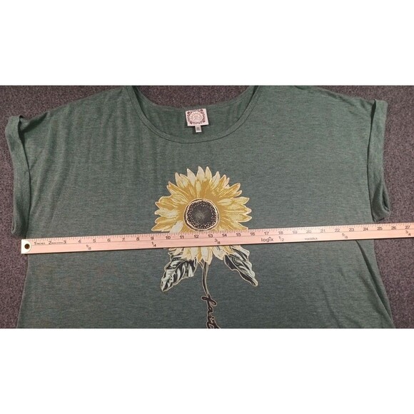 Truself women's 2X green sunflower graphic short sleeve casual T-Shirt - Picture 5 of 10